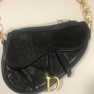 Christian Dior Ostrich Saddle Bag